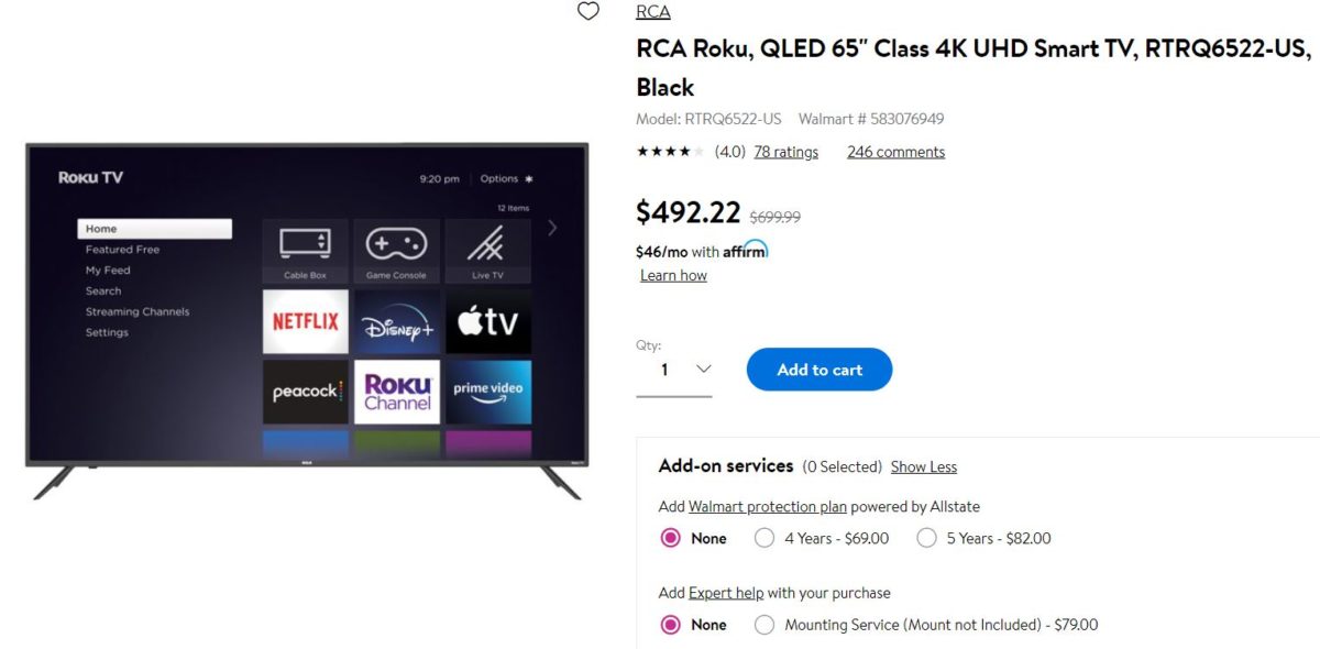 RCA Roku QLED 65 Inch Class 4K UHD Smart TV