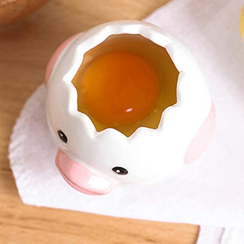Duomu Aslion Egg Yolk White Separator Cartoon Ceramic Small Cute Cartoon Style Egg Separator Filter Egg Divider Stainless Steel Egg Sieve Kitchen Gadget Cooking Yellow
