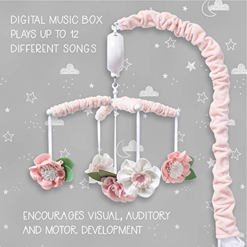 Digital Music Box with 12 lullabies The Peanutshell Pink Floral Musical Crib Mobile for Baby Girls 