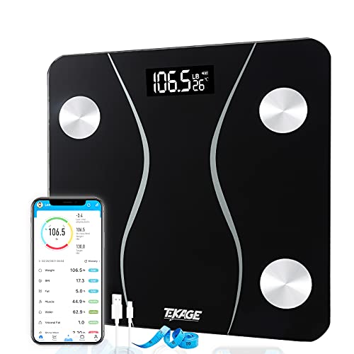 Scales for Body Weight Bathroom Scale Smart Digital Body Fat Scale Composition Monitor Health Analyzer with Smartphone App for Weight,Fat,BMI,Muscle,Protein,Bone Mass 400lbs