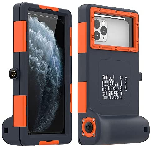 Waterproof Phone Case Professional 50ft Diving for All Samsung iPhone Series, Universal Waterproof Cell Phone Cover for Outdoor Surfing Swimming Snorkeling Photo Video (Orange)