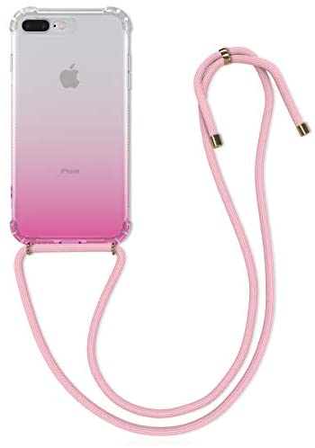 2020 kwmobile Crossbody Case Compatible with Apple iPhone 7/8 / SE - Clear Transparent TPU Cell Phone Cover with Neck Cord Lanyard Strap Transparent/Blue